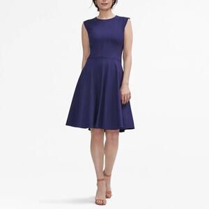 Mm Lafluer Indigo Blue The Toi Wool Blend Dress Size 8‎